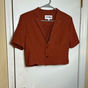 Steve Madden cropped short sleeve button up kimmy jacket